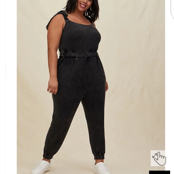SOLD Torrid Black Mineral Wash Super Soft Jersey Knit Tie Strap Jumpsuit Sz 2 - Picture 3 of 16